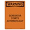 Signmission Safety Sign, OSHA WARNING, 14" Height, Generator Starts Automatically, Portrait OS-WS-D-1014-V-13217 - alternate 1